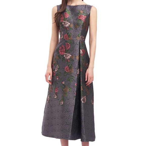 NWT Kay Unger Floral Jacquard Midi Dress - Picture 7 of 8